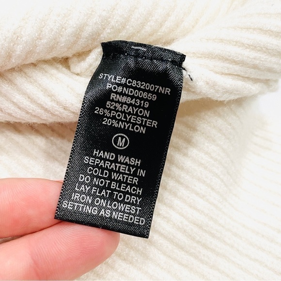 NWOT Devotion by Cyrus Cowlneck Turtleneck Cream Color Ribbed Sweater - Picture 4 of 5